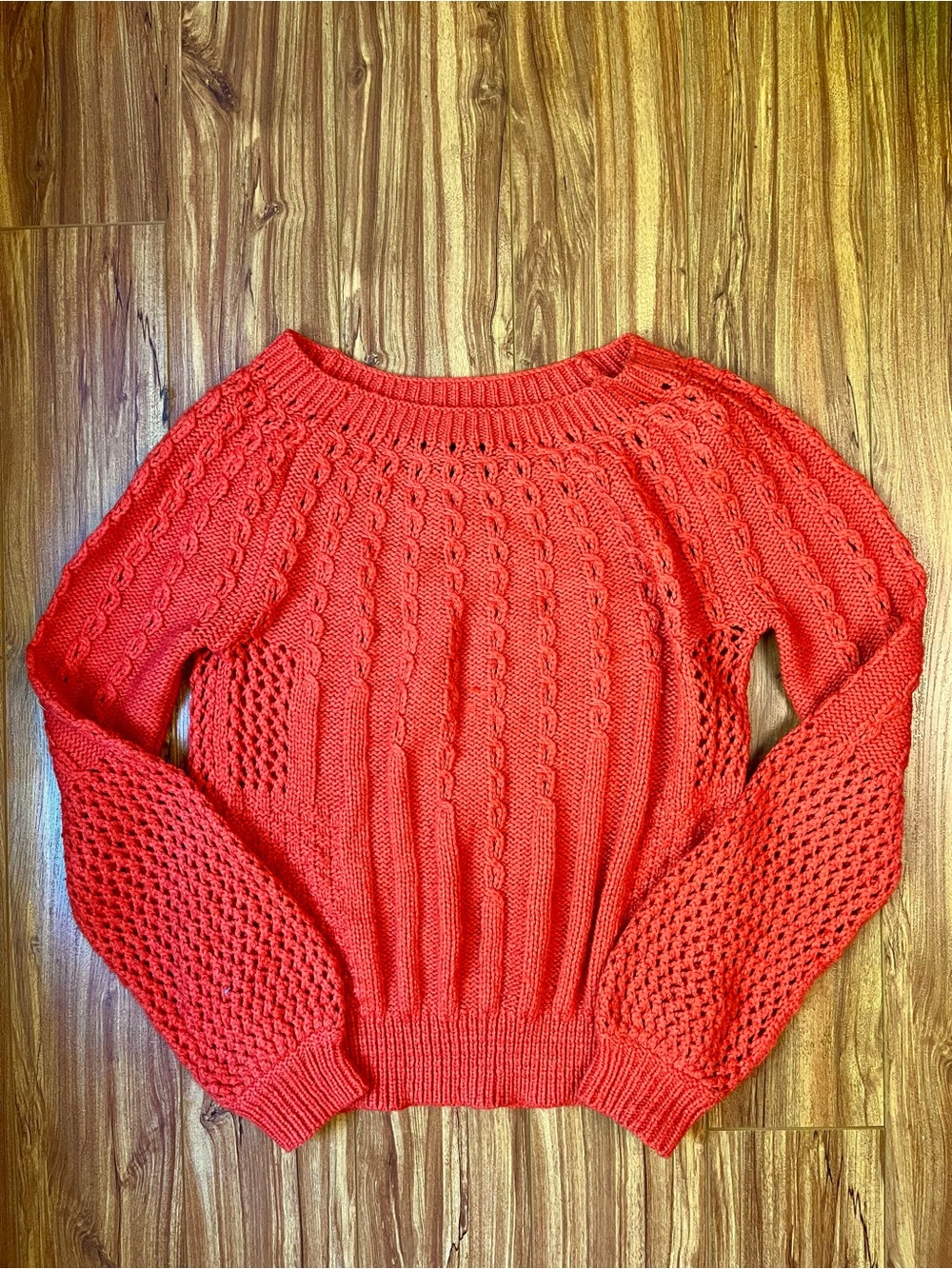 Anthropologie Guinevere Burnt Orange Wool Blend Chunky Knit Sweater Small